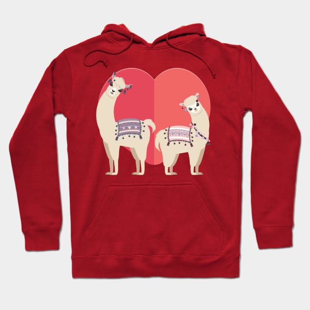 Llama and Alpaca with love Hoodie by AnnArtshock